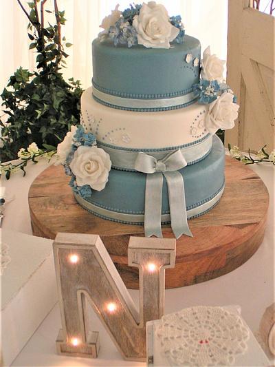 Blue Rustic Wedding Cake - Cake by Sweet Art Cakes