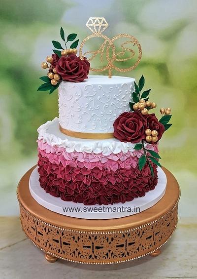 Fondant Engagement cake in 2 tier - Cake by Sweet Mantra Homemade Customized Cakes Pune