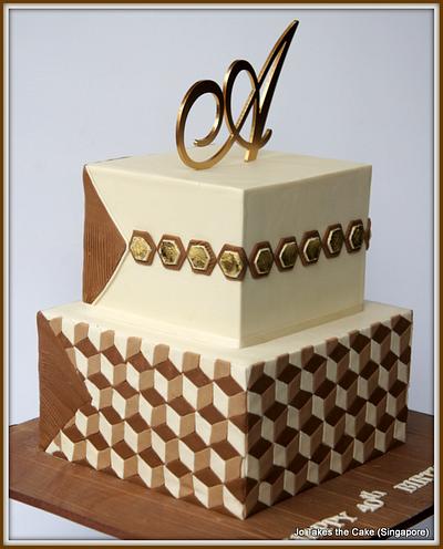 40th Geometric design  - Cake by Jo Finlayson (Jo Takes the Cake)