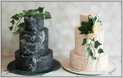 His & Hers Wedding Cakes - Cake by Jo Finlayson (Jo Takes the Cake)