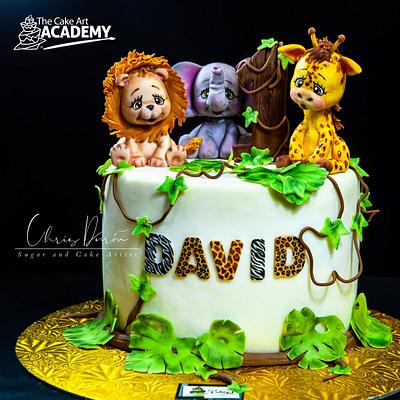 Baby Safari Fondant Cake  - Cake by Chris Durón from thecakeart.academy