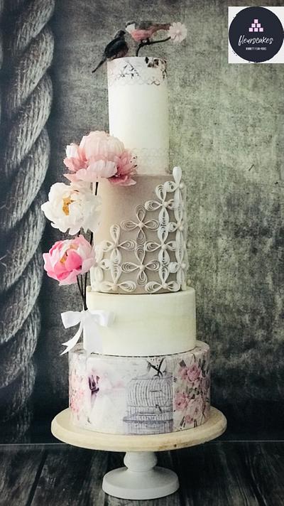 Amor… a wedding cake with wafer paper techniques - Cake by Bennett Flor Perez