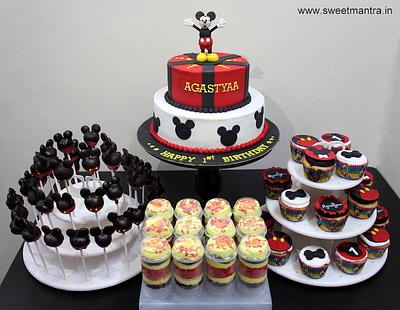 Mickey Mouse dessert table - Cake by Sweet Mantra Homemade Customized Cakes Pune