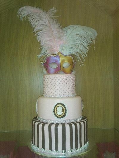 Pink & Brown Mascaraed   - Cake by thecakepantry