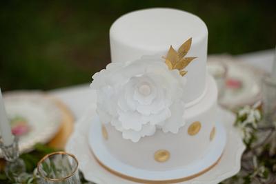 Gold Leaf Peony Cake - Cake by sweetonyou
