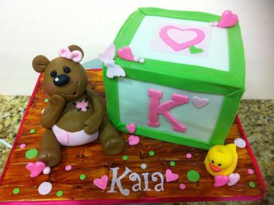 Block and Teddy bear baby shower cake - Cake by Hot Mama's Cakes