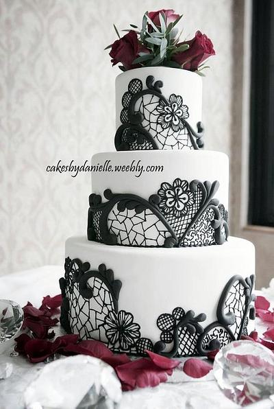 Black, Red & White Wedding - Cake by CBD