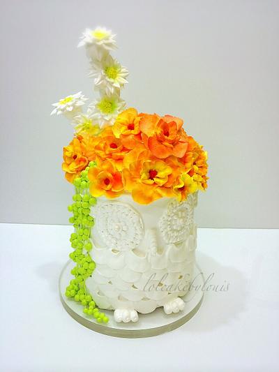 Owl Flowers Arrangement - Cake by Louis Ng