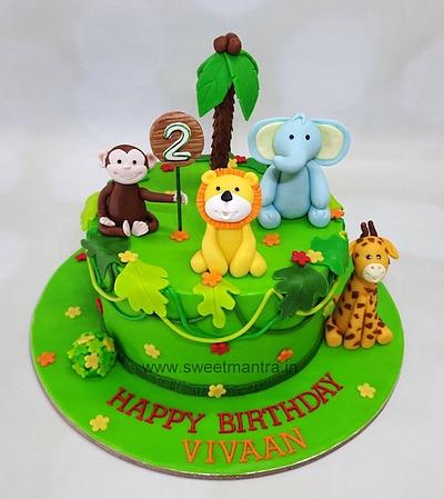 Jungle theme cake for 2nd birthday - Cake by Sweet Mantra Homemade Customized Cakes Pune