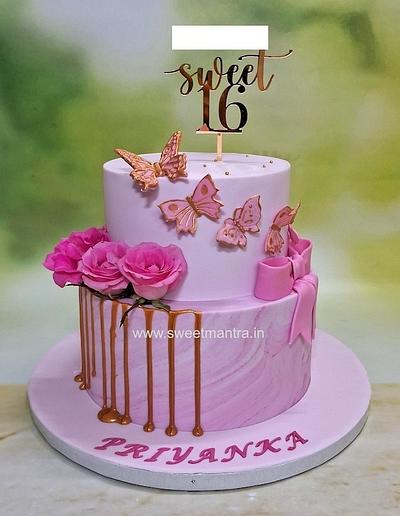 Customised fondant cake for 16th birthday - Cake by Sweet Mantra Homemade Customized Cakes Pune