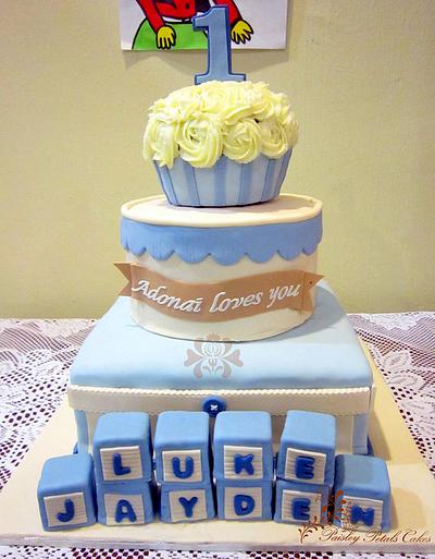 Baby Blue 3 Tier Cake - Cake by Paisley Petals Cakes