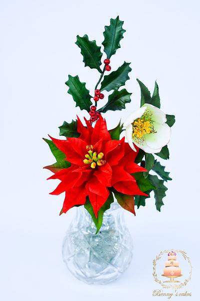 Christmas flowers arrangement - Cake by Benny's cakes