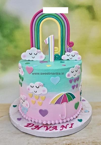 Rainbow theme cream cake for 1st birthday - Cake by Sweet Mantra Homemade Customized Cakes Pune