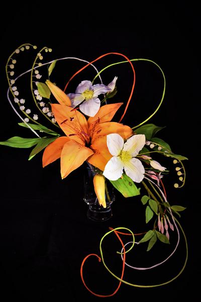 Tiger lily flower arrangement - Cake by Zlatina Lewis Cake Boutique