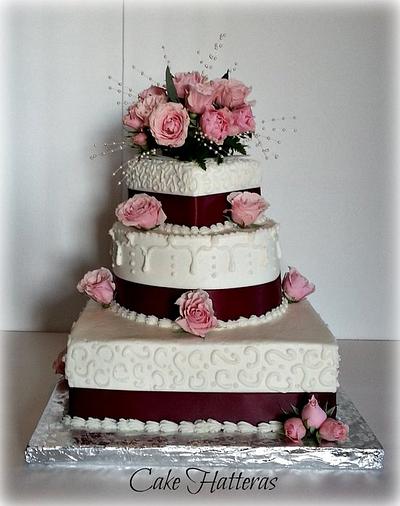 Mixed shape wedding cake - Cake by Donna Tokazowski- Cake Hatteras, Martinsburg WV