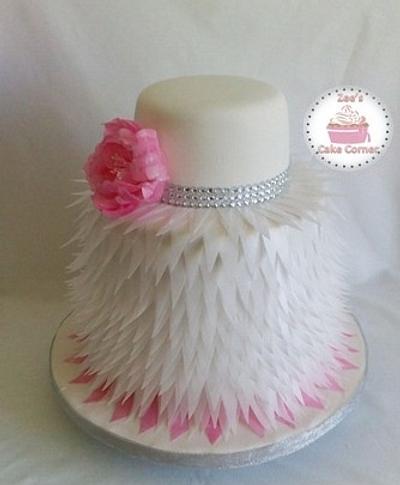 Wafer Paper Feather Wedding Cake  - Cake by Zaafirah Adams  - Zee's Cake Corner 