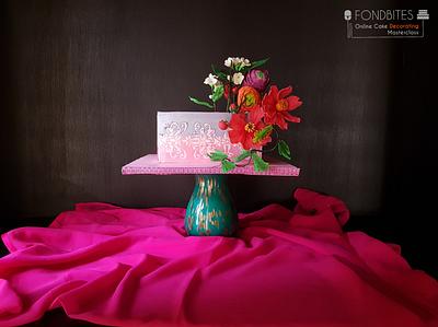 Fondant cake with Sugar flowers - Cake by Kashmira