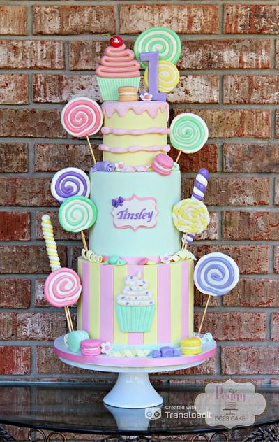 Pastel Lollipop and Sweets 1st Birthday Cake - Cake by Peggy Does Cake