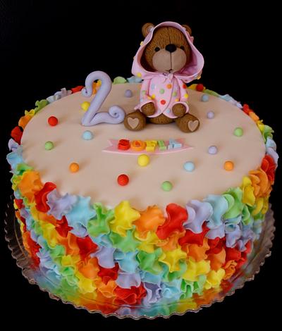 Rainbow cake with teddy bear - Cake by OSLAVKA