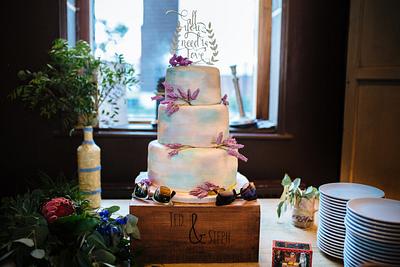 Rustic watercolour wedding cake - Cake by Dinkyscakes