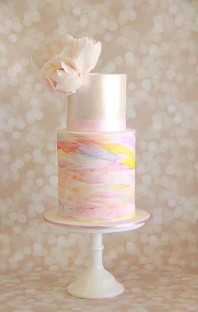 Water colour and rice paper peonies - Cake by Savannah