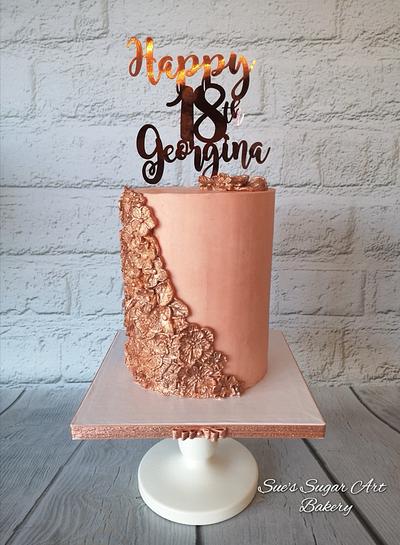 Rose gold moulded flower cake - Cake by Sue's Sugar Art Bakery 