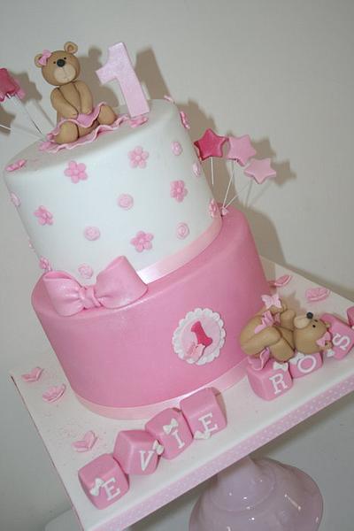 Cute ballerina teddy's 1st birthday - Cake by thesweetlittlecakery