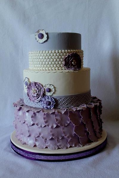 Purple Flower, Petal & Pearl cake - Cake by Sarah F