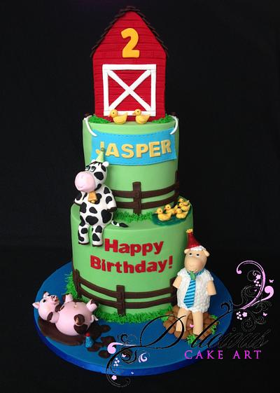 Boy Farm Themed Cake  - Cake by D-licious Cake Art