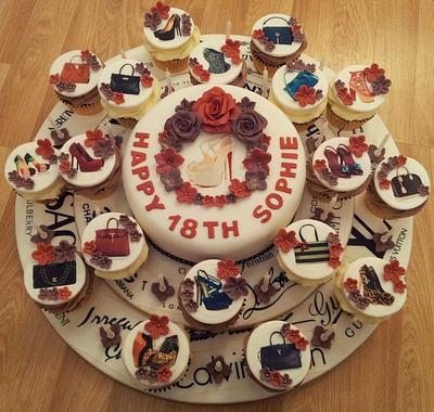 Shoes & Handbags 18th Birthday Cake & Cupcakes - Cake by Sarah Poole