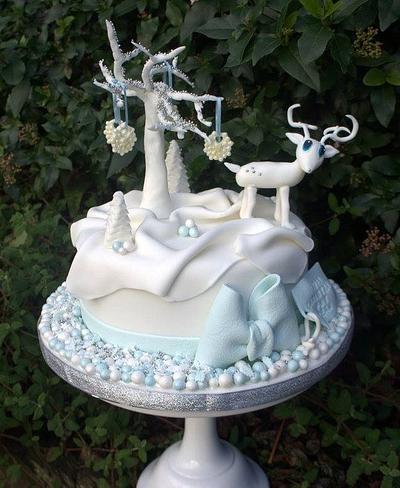 Blue and white reindeer cake - Cake by Let's Eat Cake