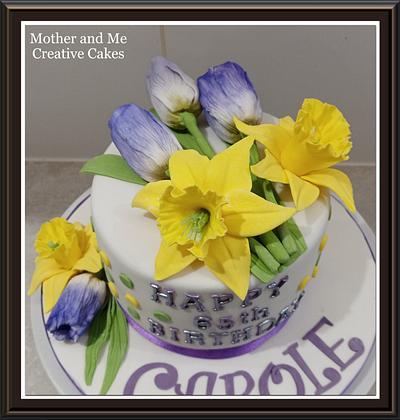 Daffodils and Tulips cake - Cake by Mother and Me Creative Cakes