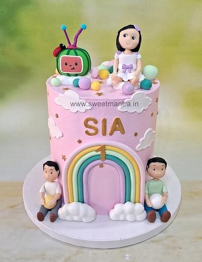 Customized cream cake for 1st birthday - Cake by Sweet Mantra Homemade Customized Cakes Pune