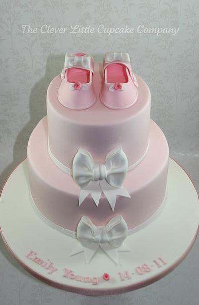 Bootees and Bows Christening Cake - Cake by Amanda’s Little Cake Boutique