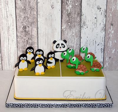 penguins and turtles - Cake by Derika