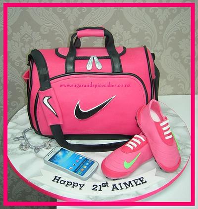 Nike Sports Bag with Soccer boots - Cake by Mel_SugarandSpiceCakes