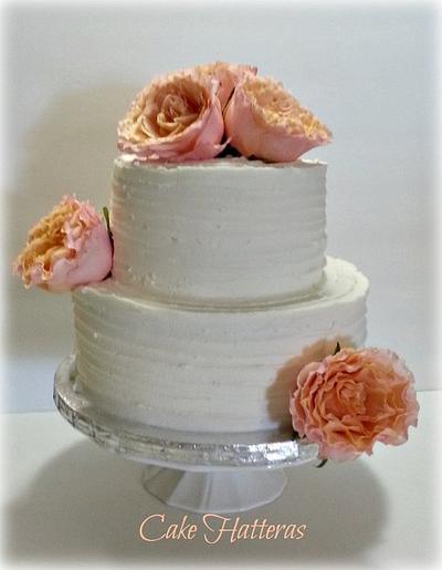 Peach Roses and Textured Buttercream - Cake by Donna Tokazowski- Cake Hatteras, Martinsburg WV