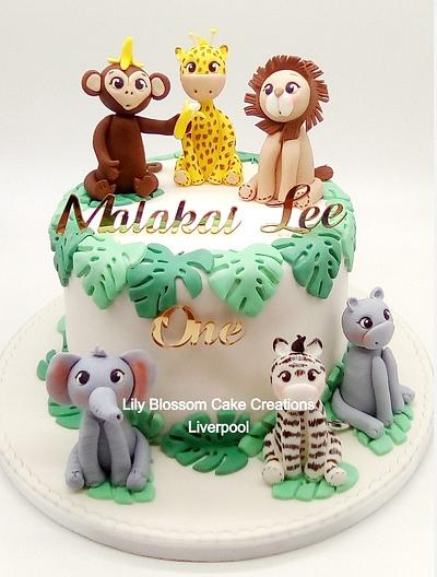 Safari Animal 1st Birthday Cake - Cake by Lily Blossom Cake Creations