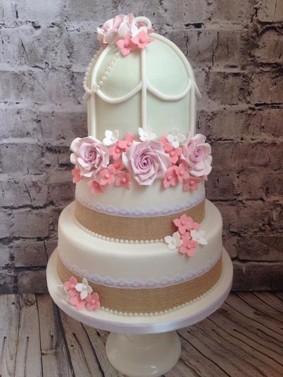 Birdcage and rose wedding cake - Cake by Lauren