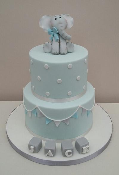 Baby Blue Christening Cake - Cake by The Buttercream Pantry