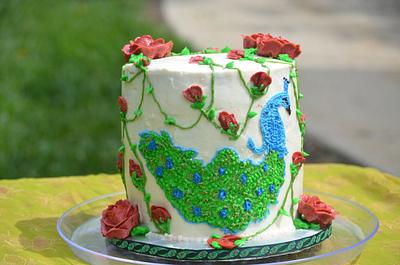 Gorgeous Peacock themed wedding anniversary cake  - Cake by Divya iyer