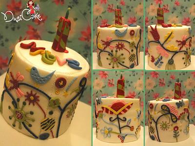 Bird, Buttons & Flowers x - Cake by DusiCake