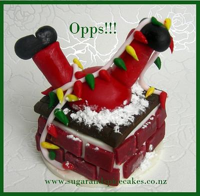 Santa chimney Christmas Cake Topper - fondant - Cake by Mel_SugarandSpiceCakes