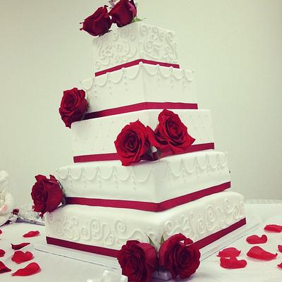 Red Rose Wedding Cake - Cake by Esther Williams