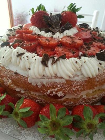 cake with dark chocolate, fresh strawberries and whipped cream - Cake by Roberta