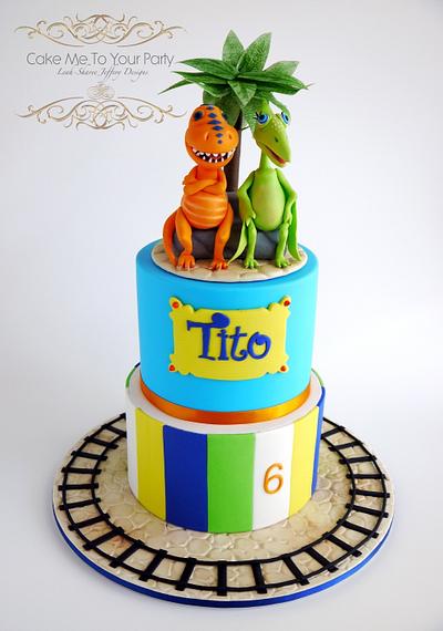 Dinosaur Train Cake with Buddy and Don - Cake by Leah Jeffery- Cake Me To Your Party