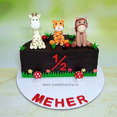 6 months animals cake - Cake by Sweet Mantra Homemade Customized Cakes Pune