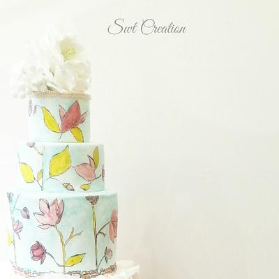 Stained glass ruffled cake. - Cake by Swt Creation