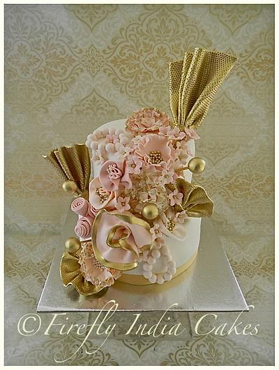 Peach, Ivory & Gold. - Cake by Firefly India by Pavani Kaur