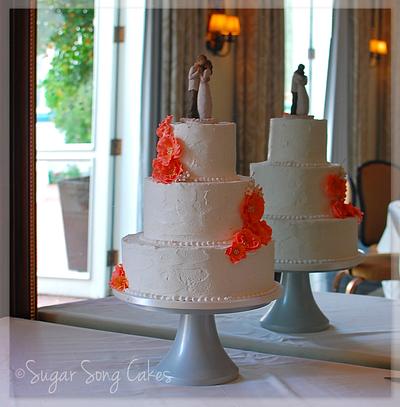Rustic Buttercream with coral flowers - Cake by lorieleann